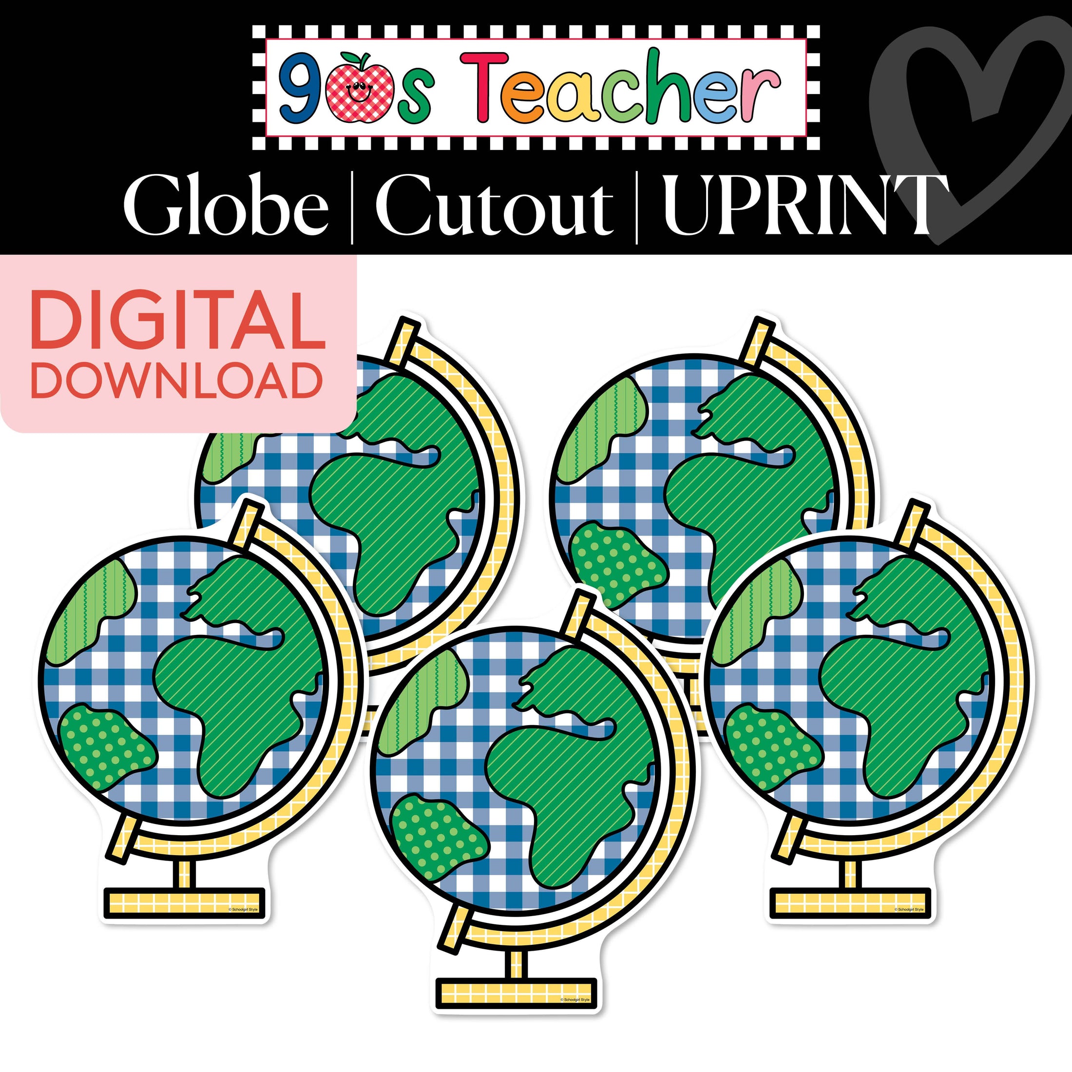 Printable Retro Globe Cutouts | 90s Teacher