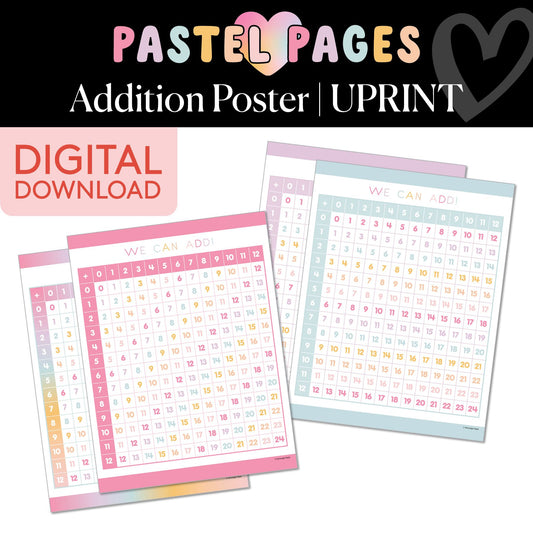 Printable Boho Pastel Addition Poster | Pastel Pages