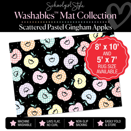 Scattered Pastel Gingham Apples Classroom Mat by Schoolgirl Style