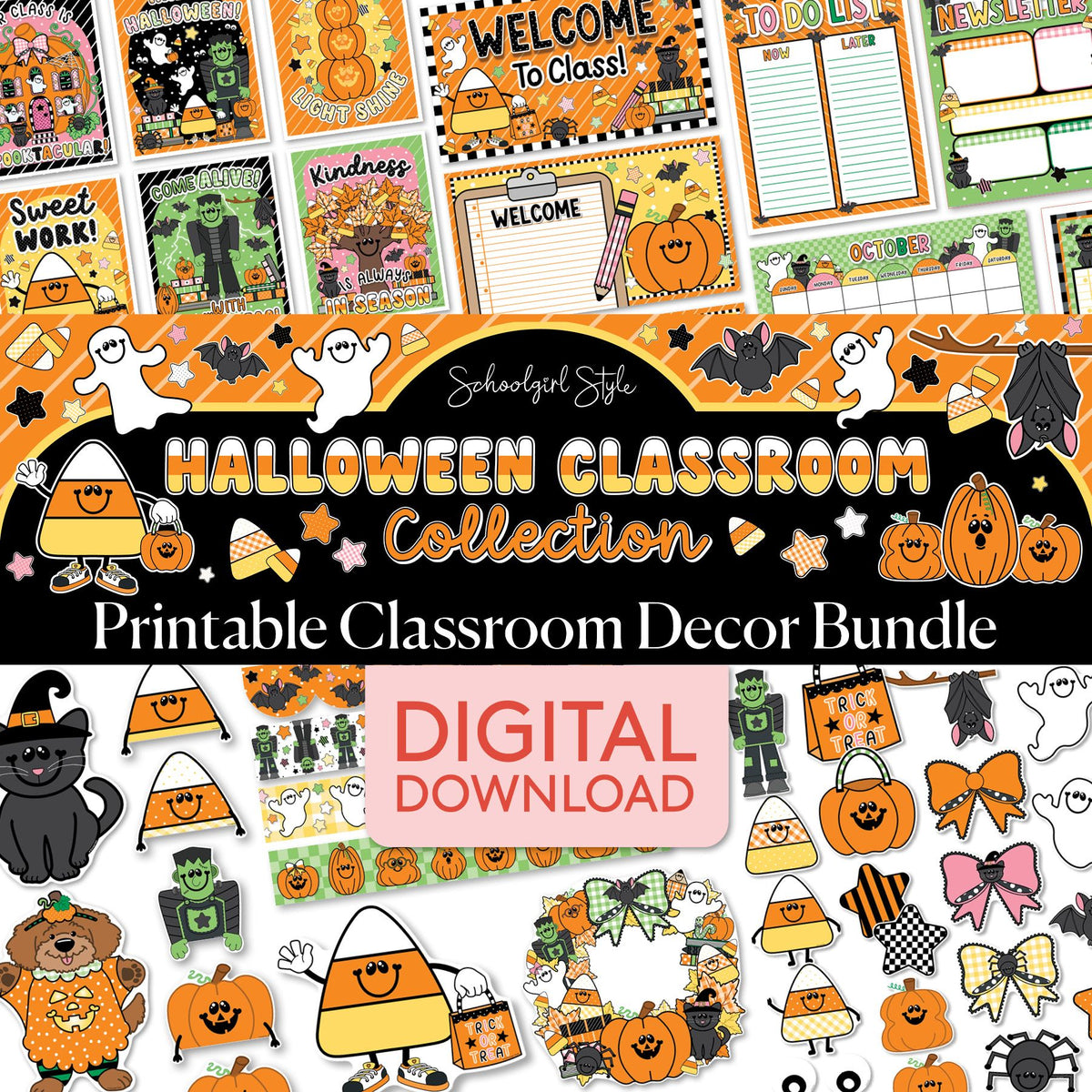 Printable Halloween Classroom Decor Bundle | 90s Teacher