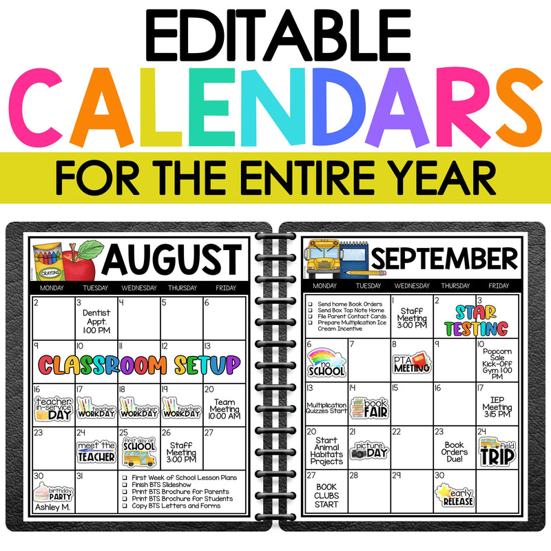 2024-2025 Editable Monthly Calendar Templates & Digital Planner Stickers