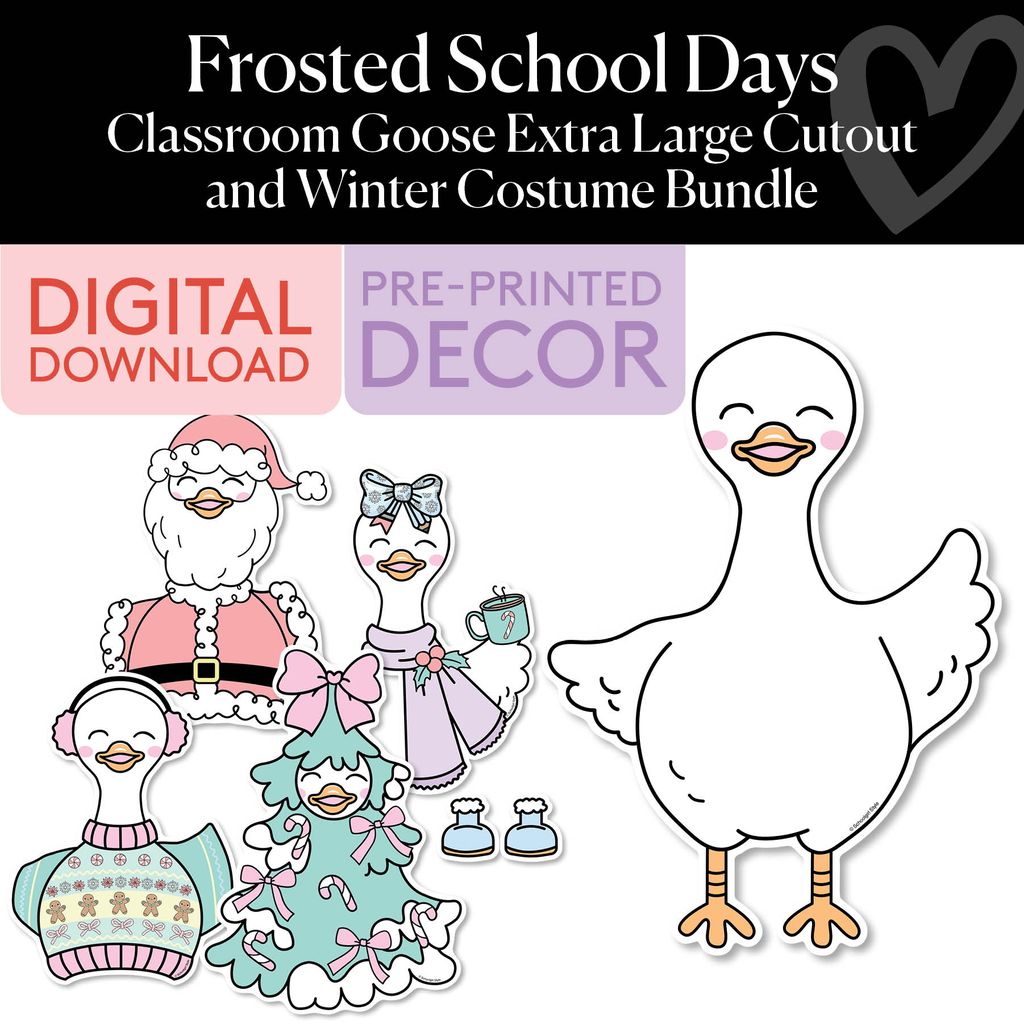 Classroom Goose Extra Large Cutout and Christmas Costume Bundle | Gertie the Goose