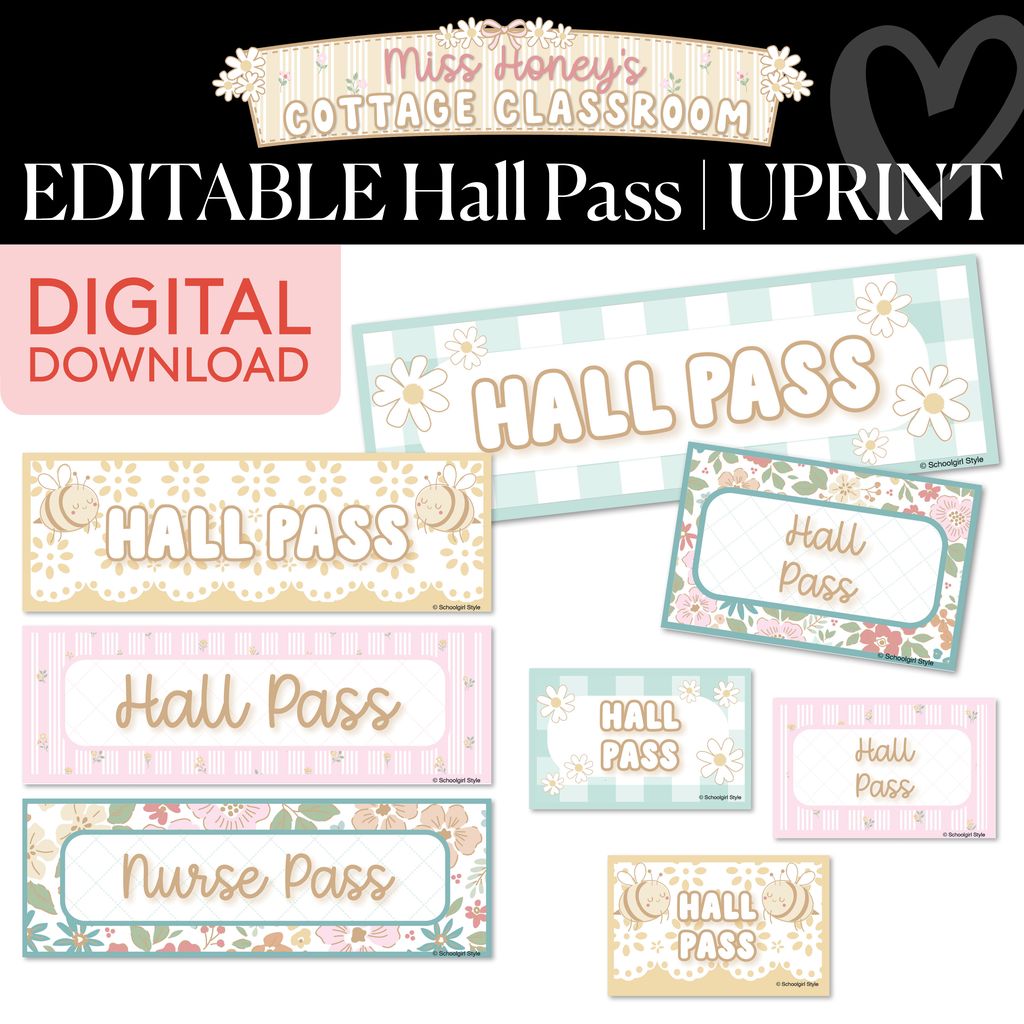 Printable Calming Editable Hall Pass | Miss Honey's Cottage Classroom