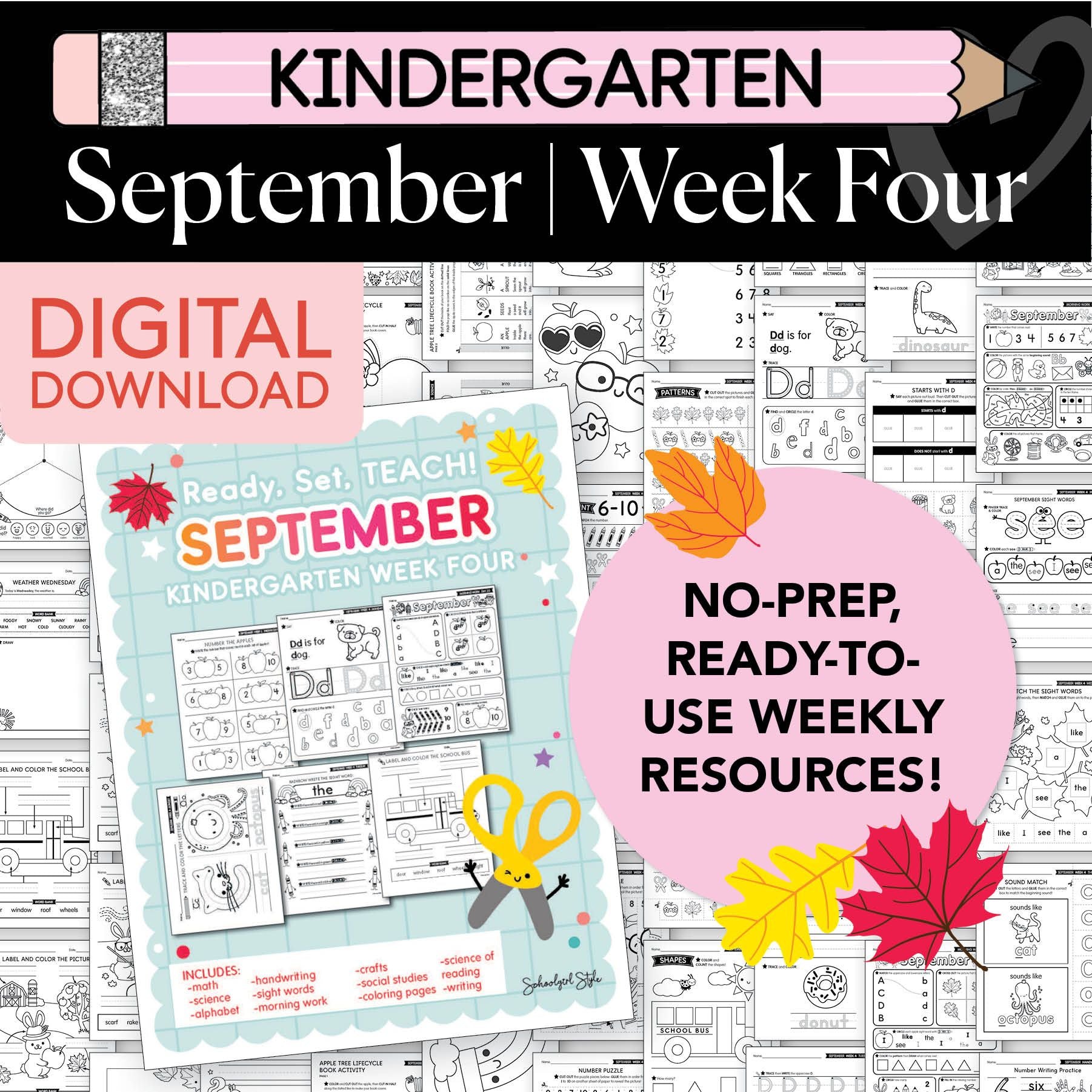 Printable Kindergarten September Week 4 Resources
