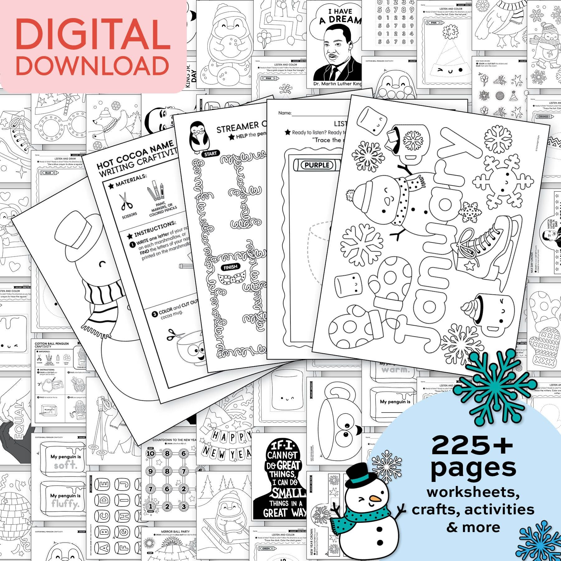 Printable Preschool January Thematic Unit Bundle