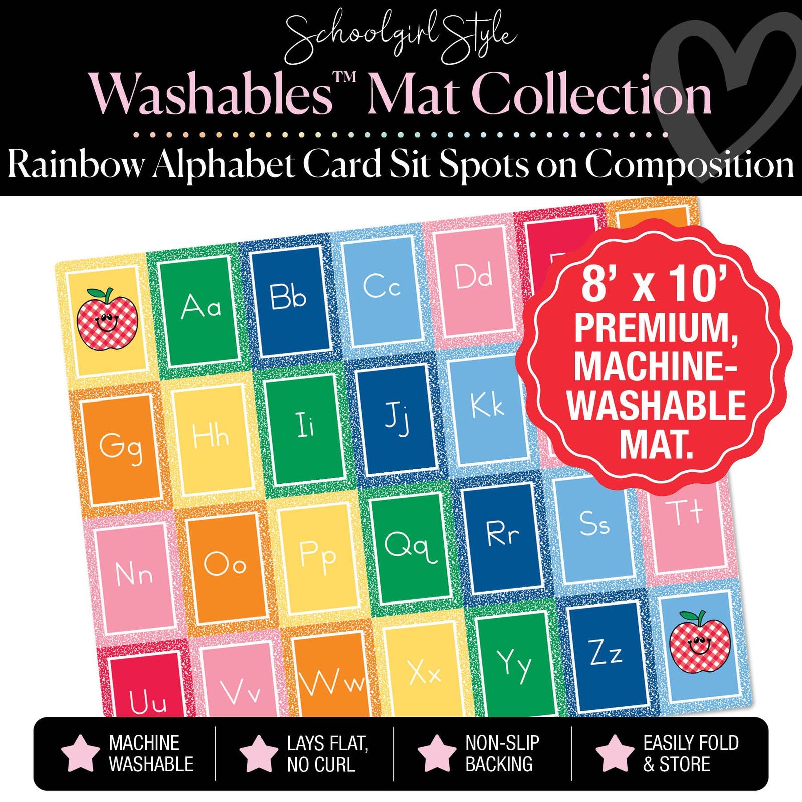 Rainbow Alphabet Card Sit Spots on Composition Classroom Mat by Schoolgirl Style