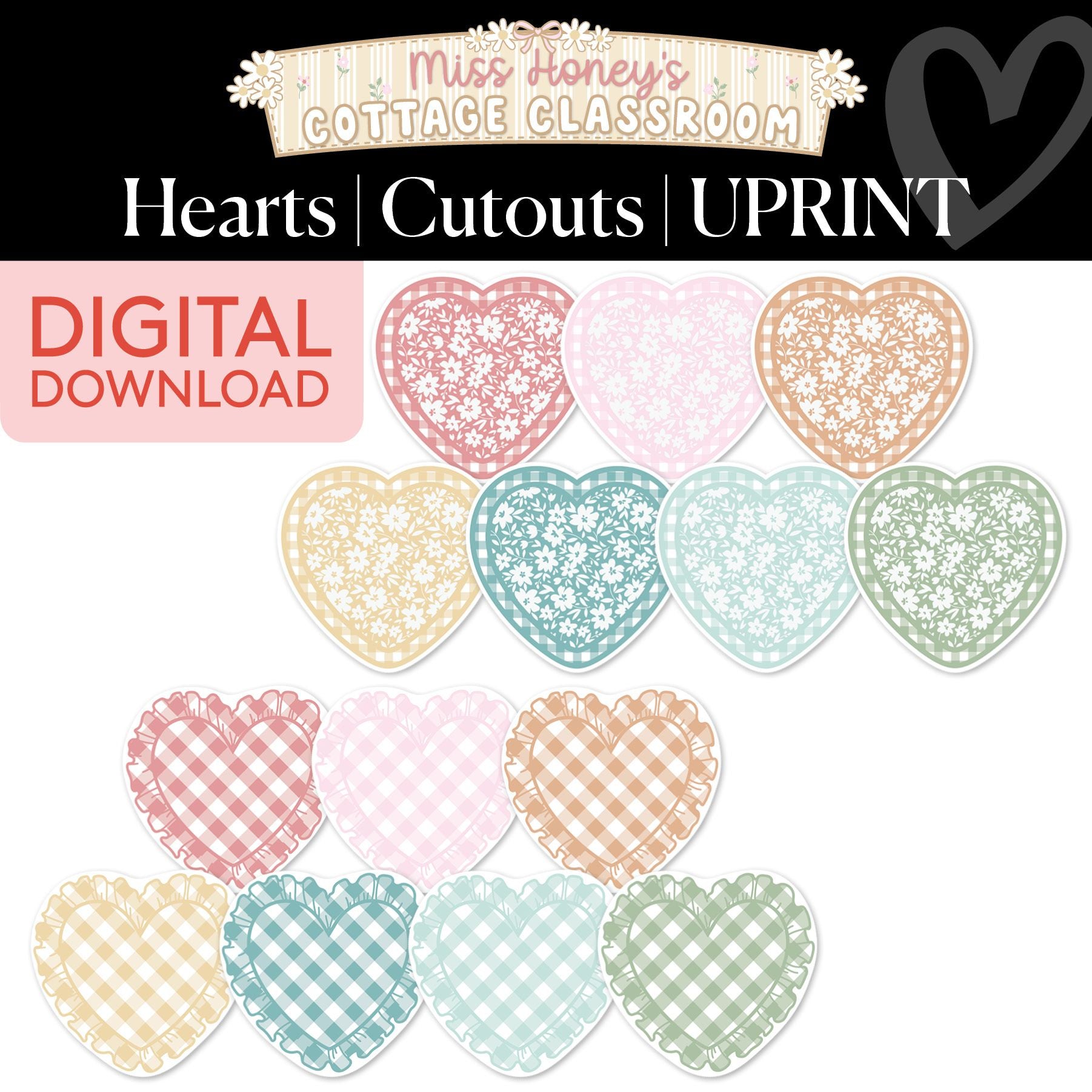 Printable Heart Cutouts | Miss Honey's Cottage Classroom