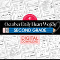 Load image into Gallery viewer, Printable Second Grade October Daily Heart Words
