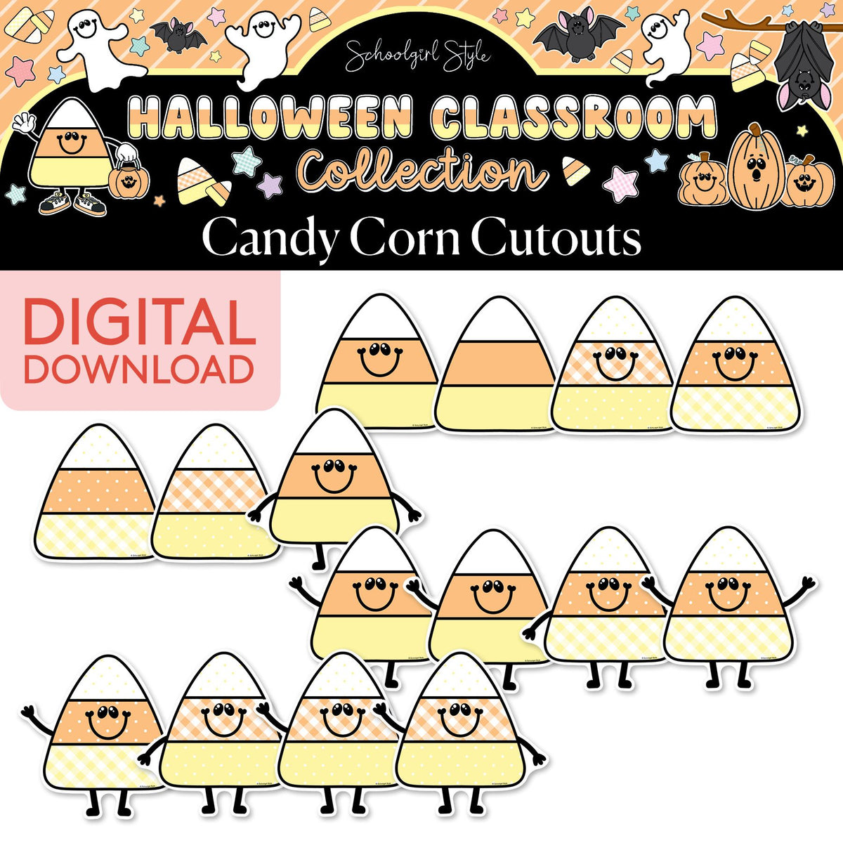 Printable Pastel Halloween Candy Corn Cutouts