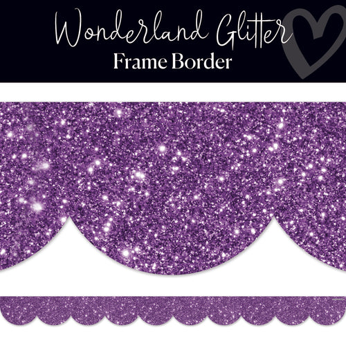 Wonderland Glitter Purple Scallop Classroom Border