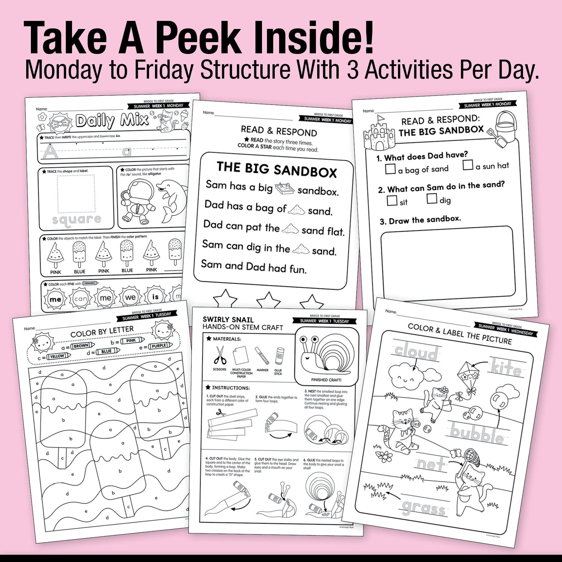Ultimate Bridge To First Grade Pre-Printed And Digital Summer Workbook