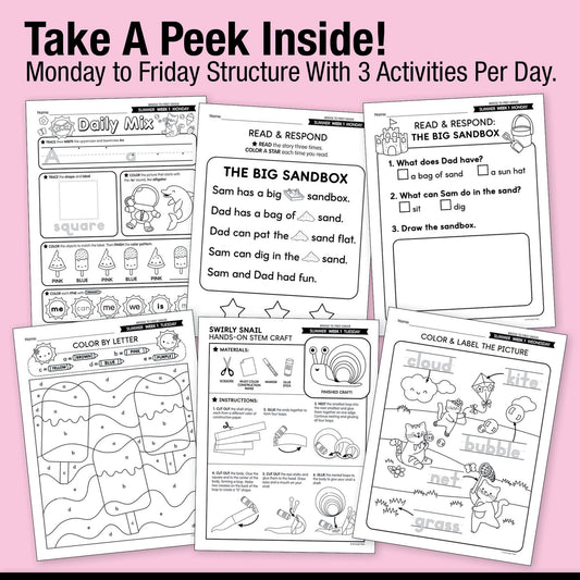 Ultimate Bridge To First Grade Pre-Printed And Digital Summer Workbook