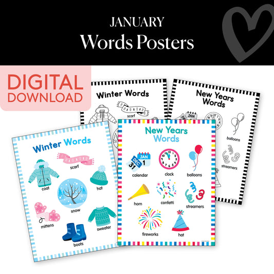 Printable January Words Posters