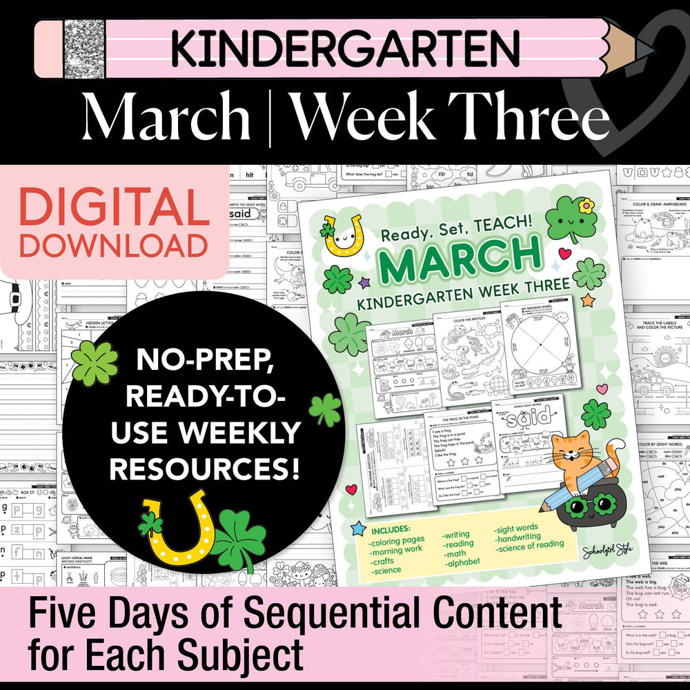 Printable Kindergarten March Week 3 Resources