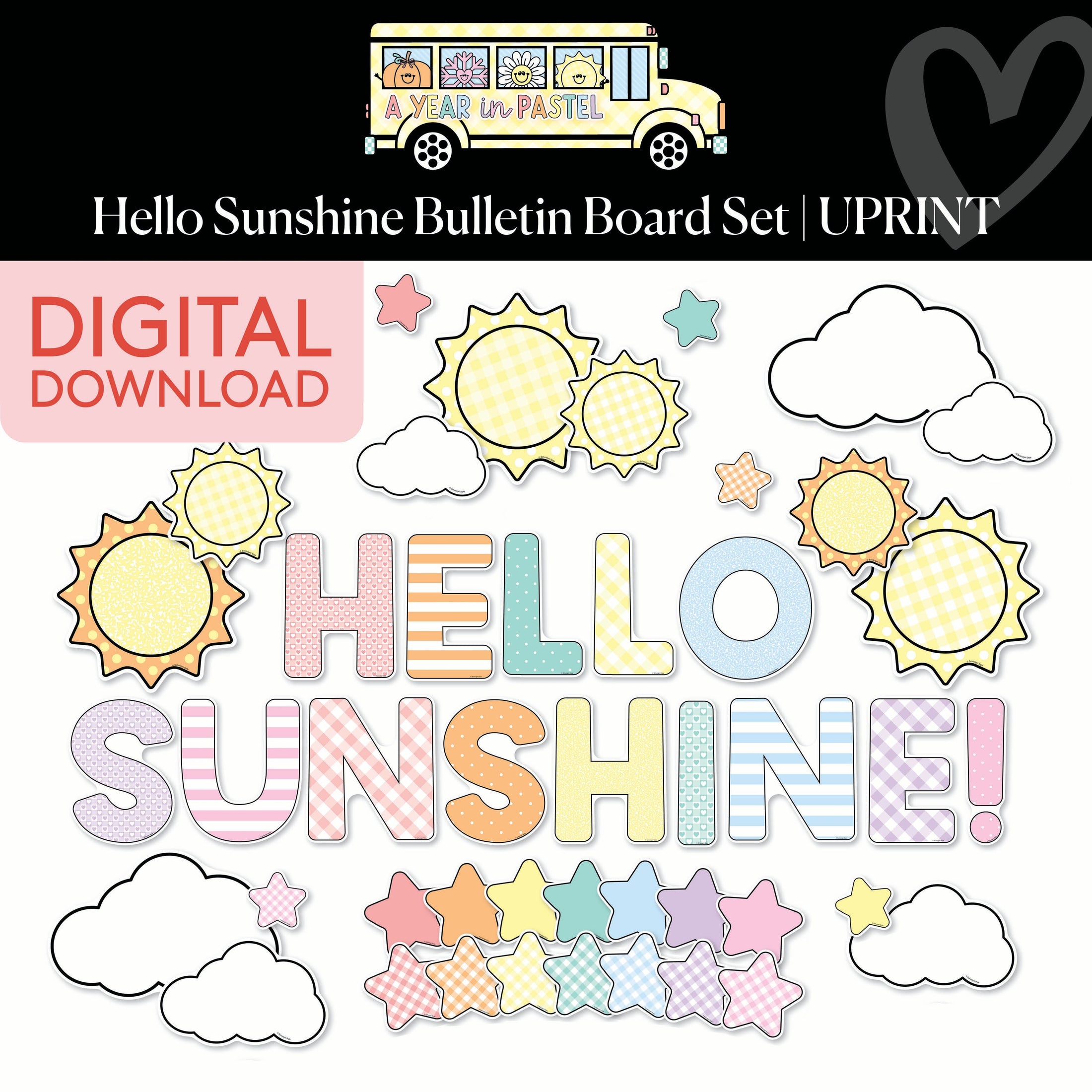 Printable Hello Sunshine Bulletin Board Set | A Year In Pastel