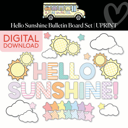 Printable Hello Sunshine Bulletin Board Set | A Year In Pastel