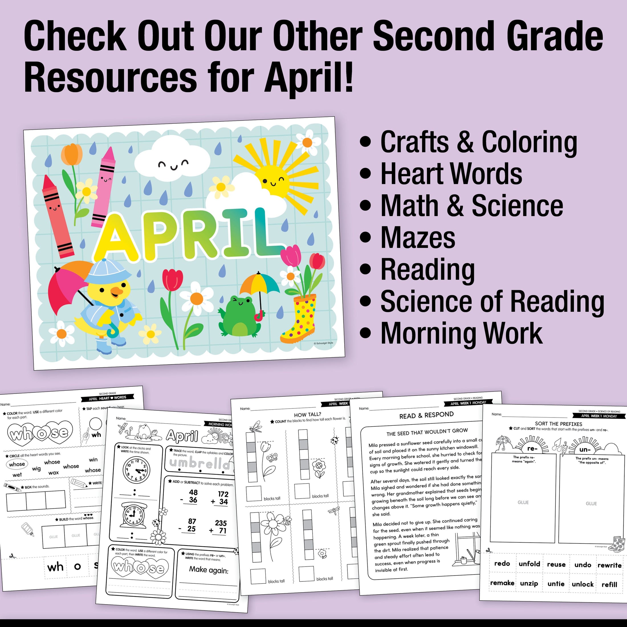 Printable Second Grade April Daily Writing Warm Ups