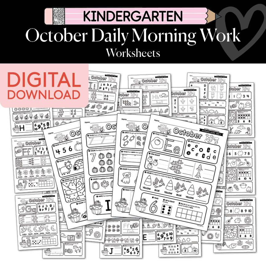 Printable Kindergarten October Daily Morning Work