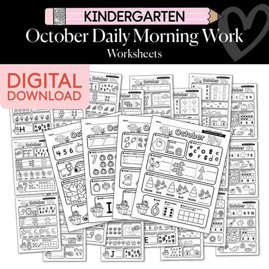 Printable Kindergarten October Daily Morning Work