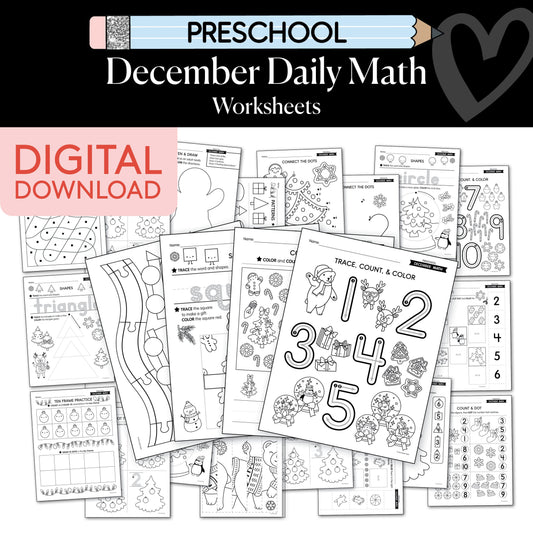 Printable Preschool December Daily Math