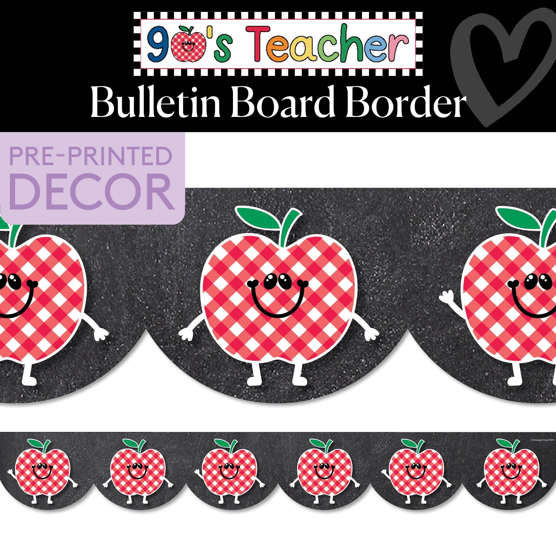 Retro Schoolhouse Apples Retro Bulletin Board Border | 90s Teacher
