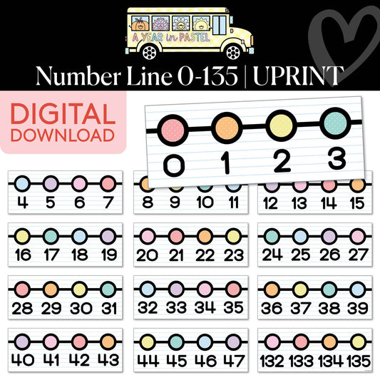 Printable Number Line 0-135 | A Year In Pastel