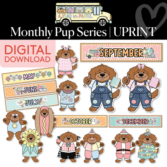 Printable Monthly Pup Series | A Year In Pastel