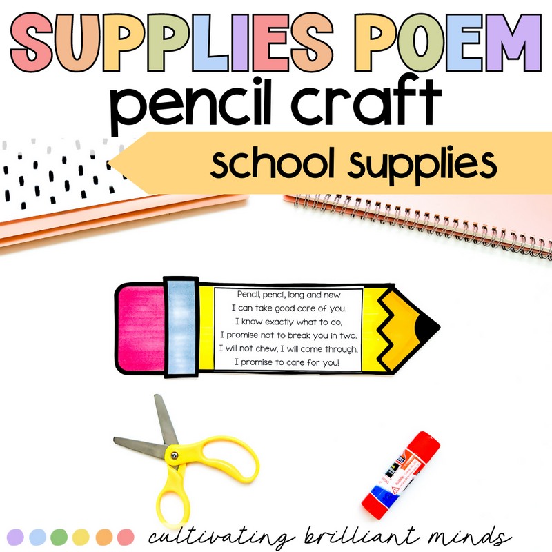 Back to School School Supply Pencil Craft and Poem | How To Use School Supplies