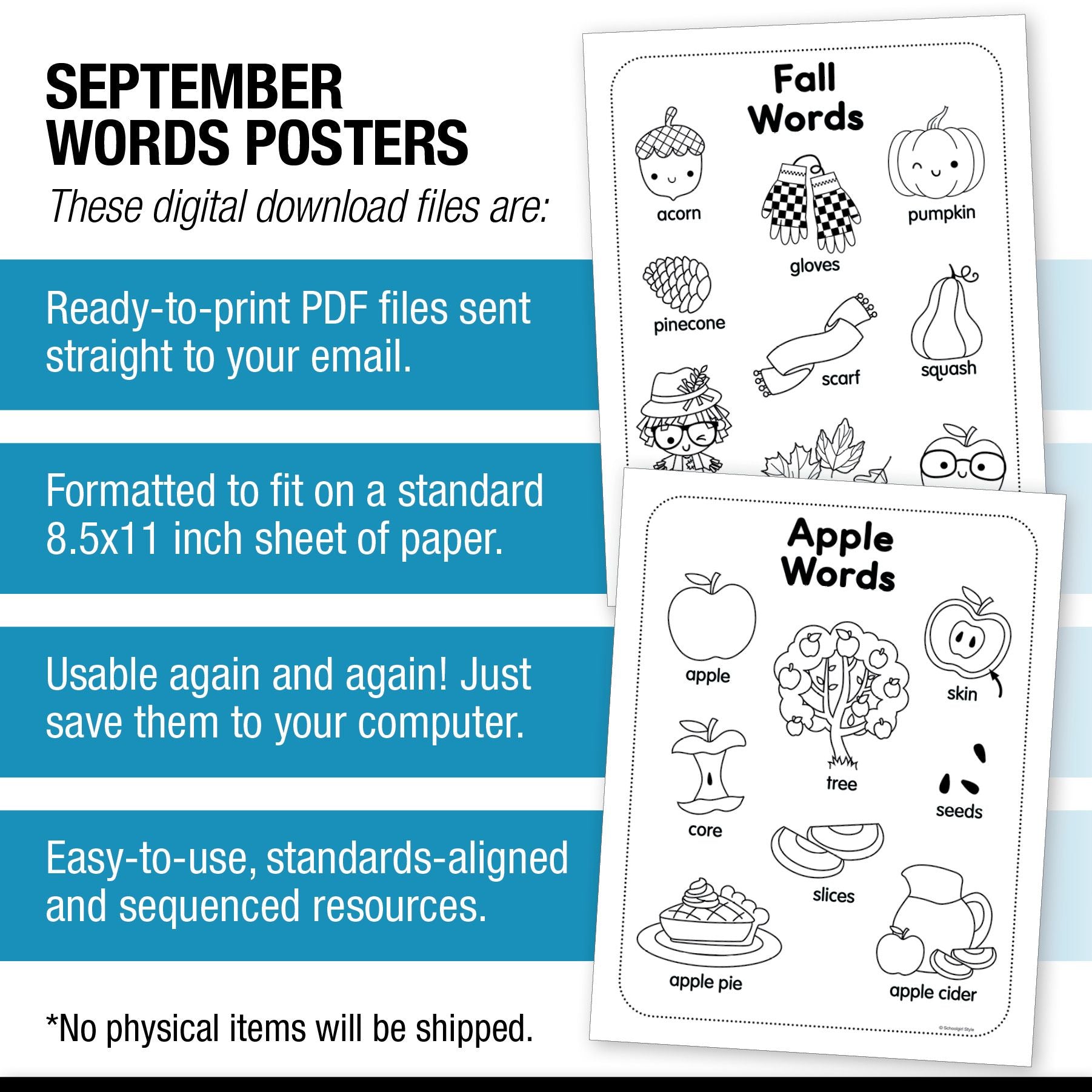 Printable September Words Poster