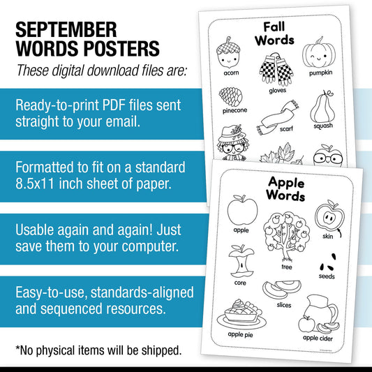 Printable September Words Poster