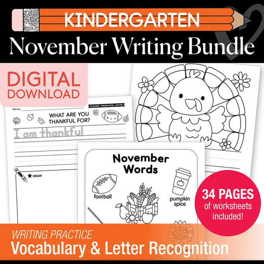 Printable Kindergarten November Writing Bundle
