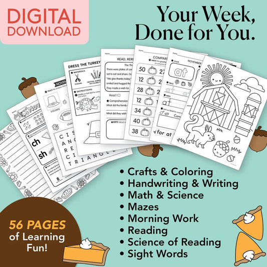 Printable First Grade November Week 3 Resources