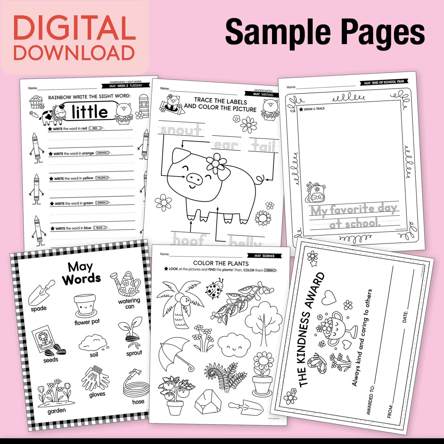 Printable Kindergarten May Thematic Unit Bundle