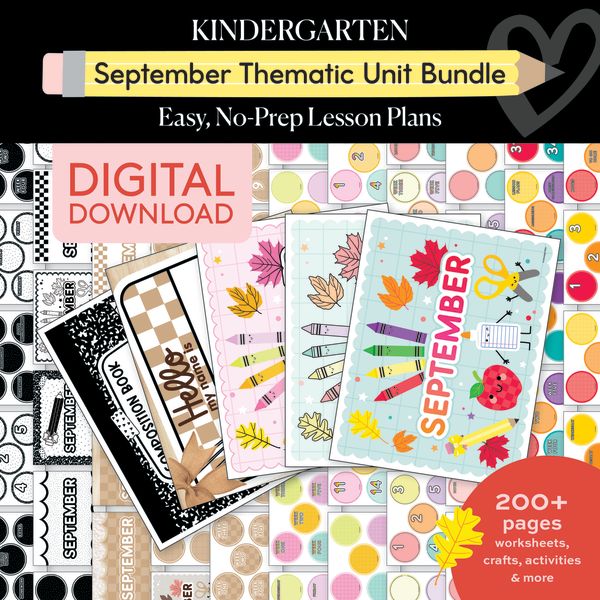 Kindergarten September Thematic Unit Bundle