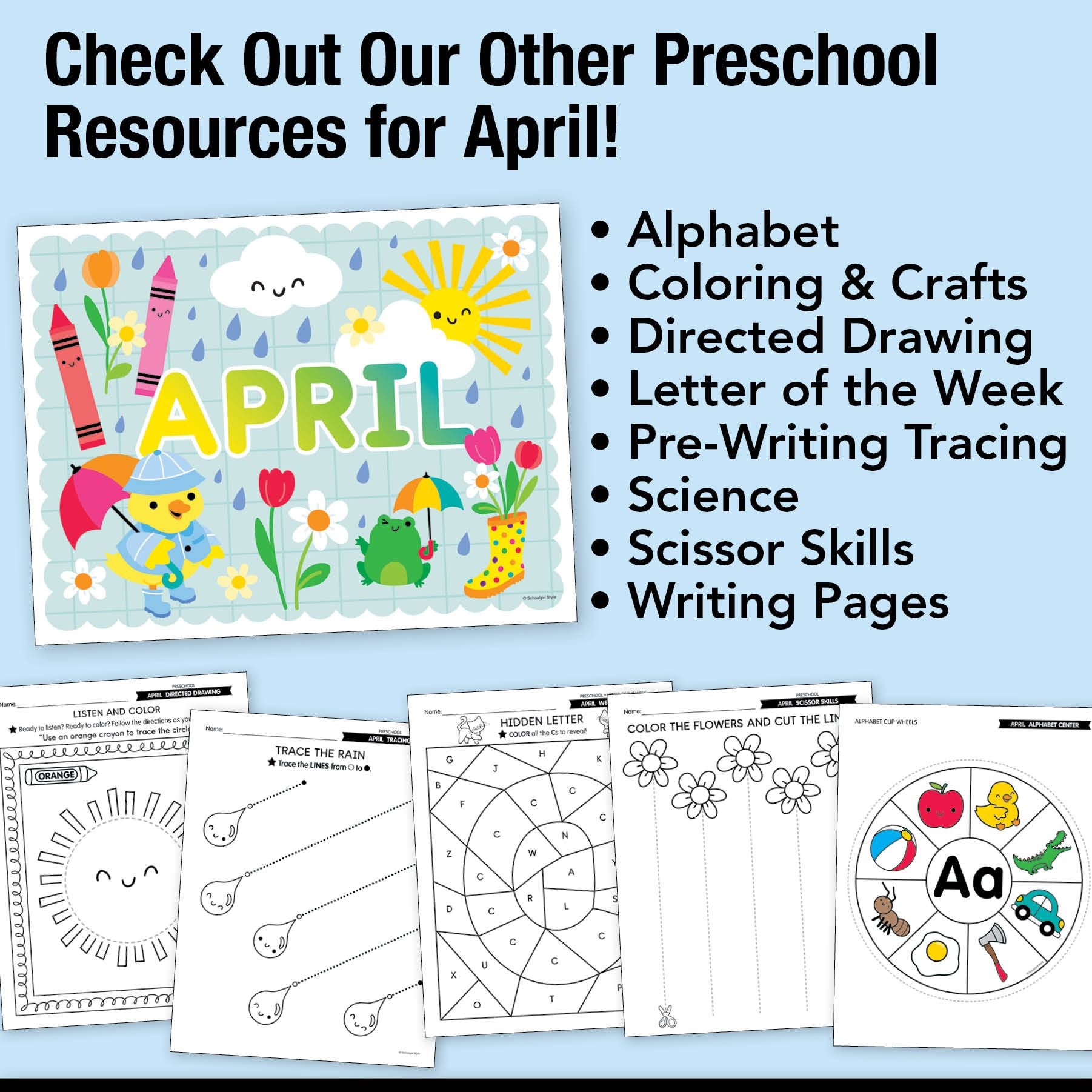 Printable Preschool April Daily Math