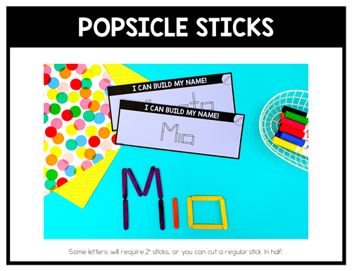 Editable Name Practice Fine Motor Name Activities Popsicle Sticks Name Mats for Preschool & Kindergarten