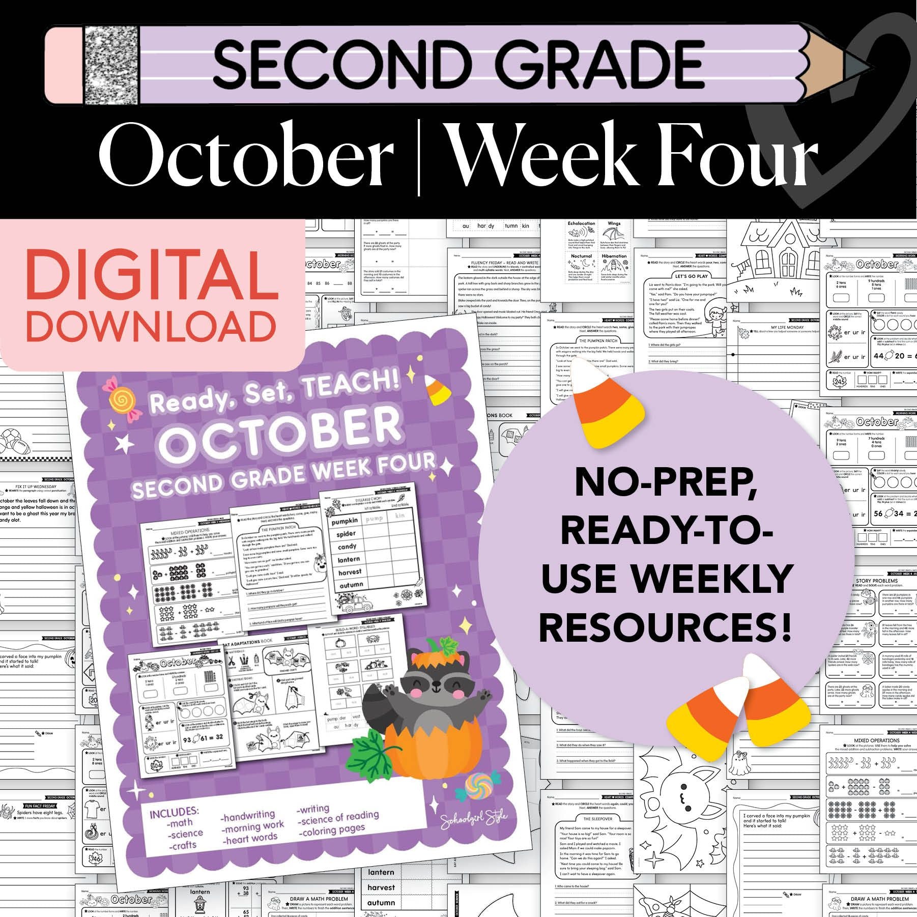 Printable Second Grade October Week 4 Resources