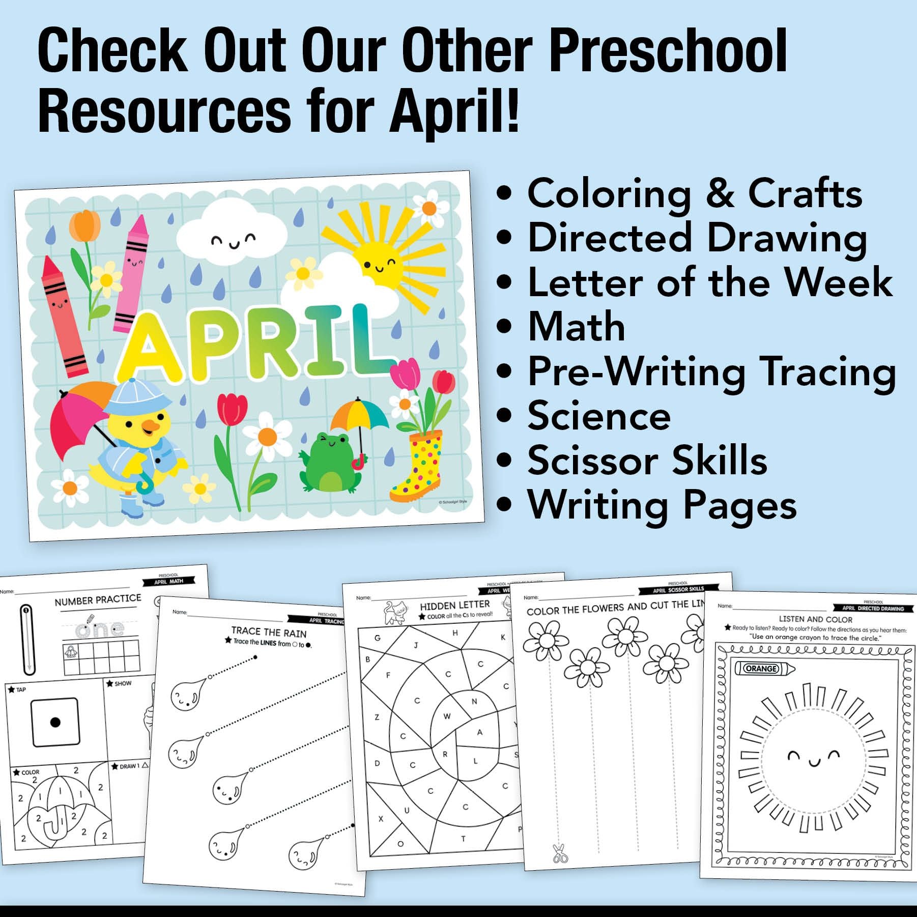 Printable Preschool April Alphabet Center
