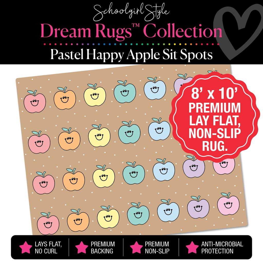 Pastel Apple Sit Spot on Kraft Background Classroom Rug by Schoolgirl Style