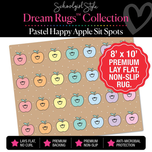 Pastel Apple Sit Spot on Kraft Background Classroom Rug by Schoolgirl Style