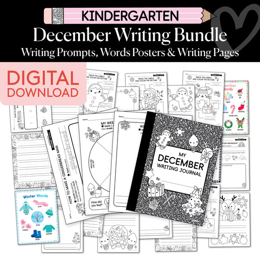 Printable Kindergarten December Writing Bundle