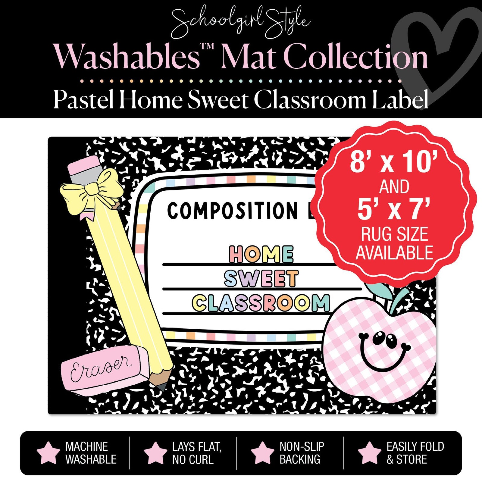 Pastel Home Sweet Classroom Composition Notebook Label Classroom Mat by Schoolgirl Style