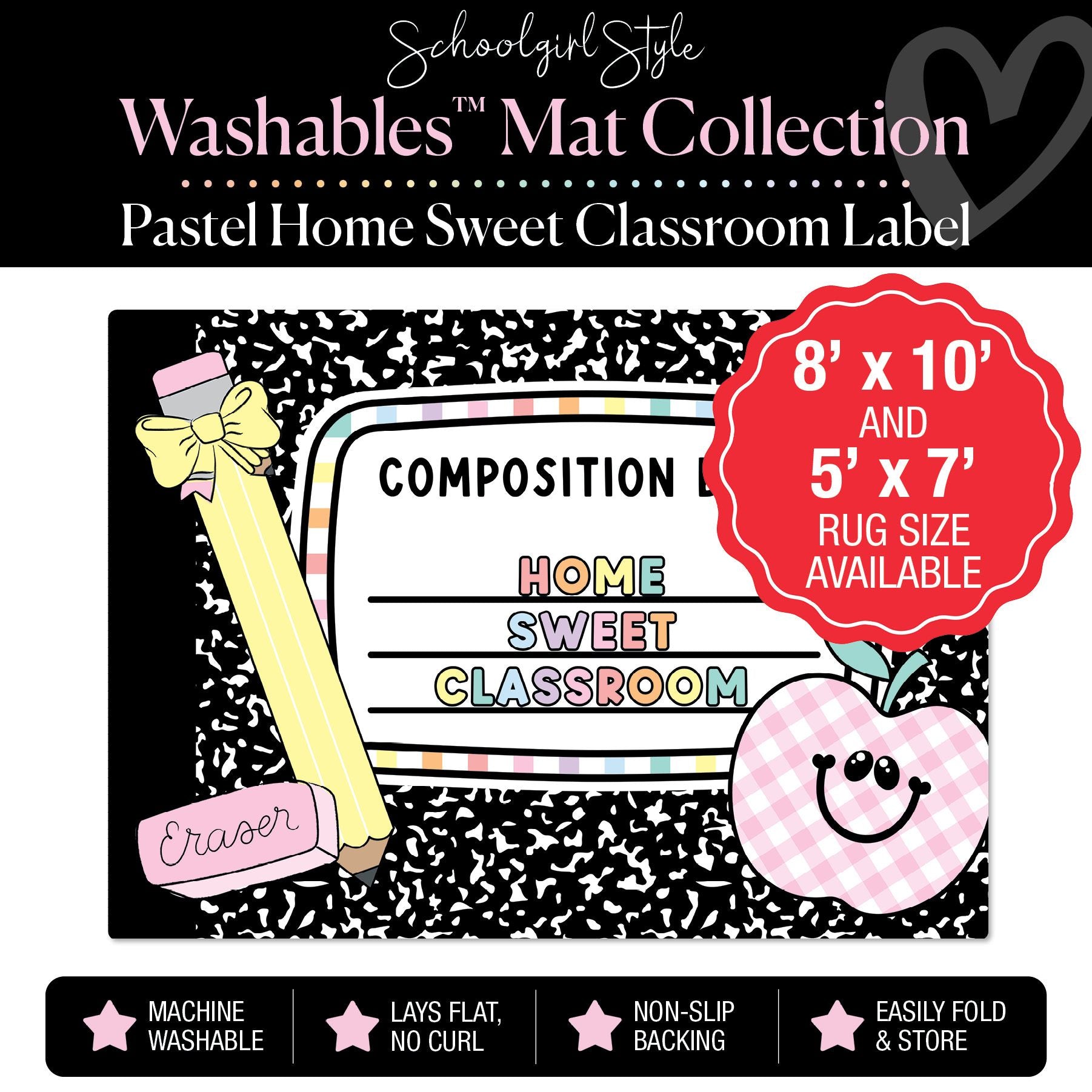 Pastel Home Sweet Classroom Composition Notebook Label Classroom Mat by Schoolgirl Style