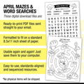 Load image into Gallery viewer, Printable April Mazes and Word Searches
