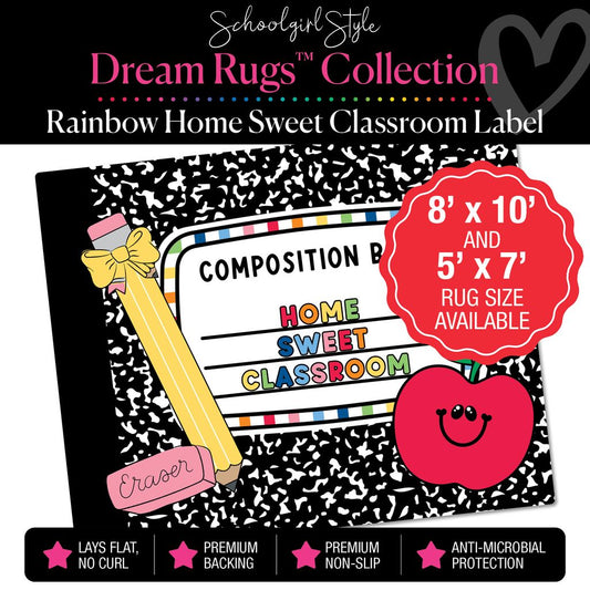 Rainbow Home Sweet Classroom Composition Notebook Label Classroom Rug by Schoolgirl Style