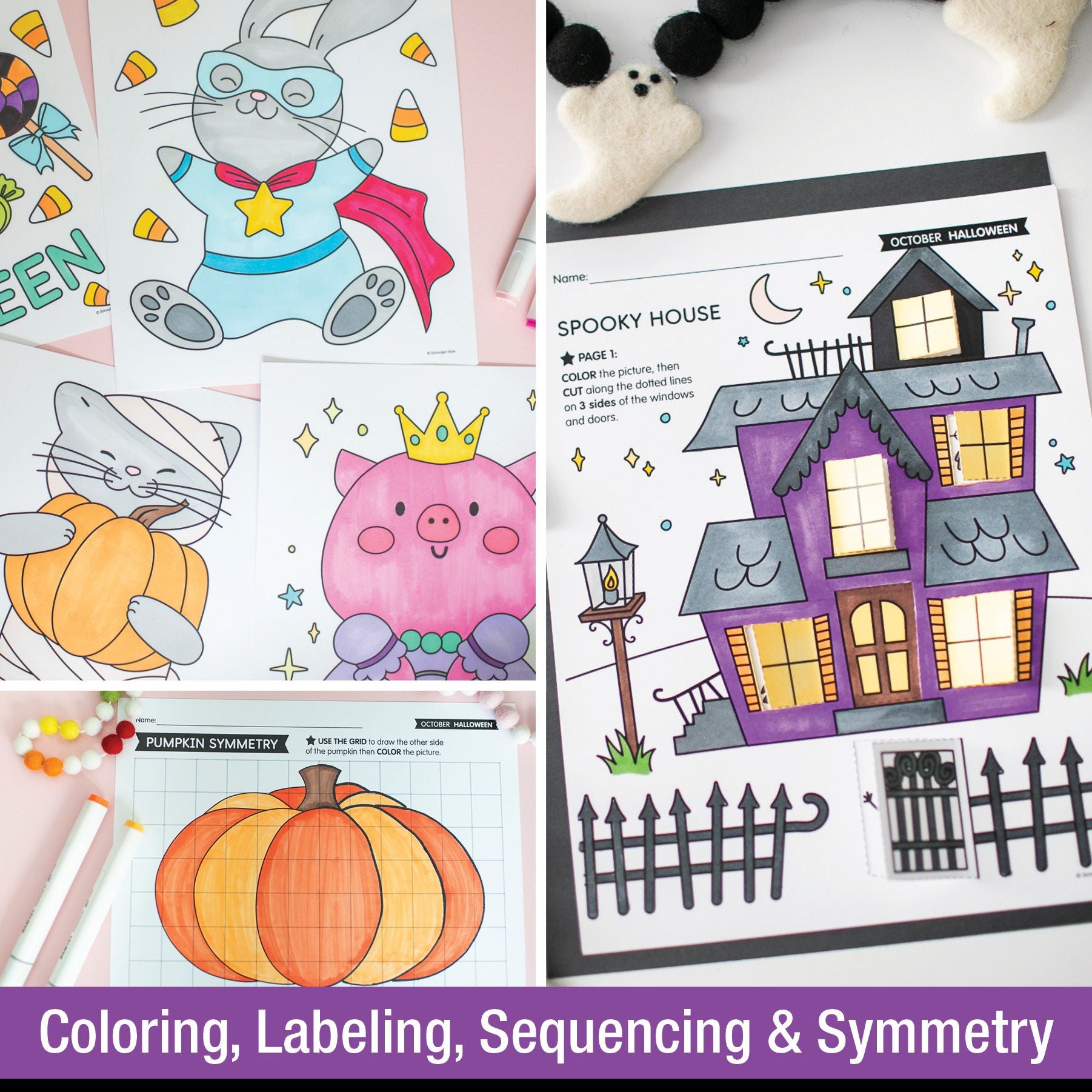 Printable First and Second Grade Halloween Worksheets, Activities and Coloring Pages | Halloween Party Pack