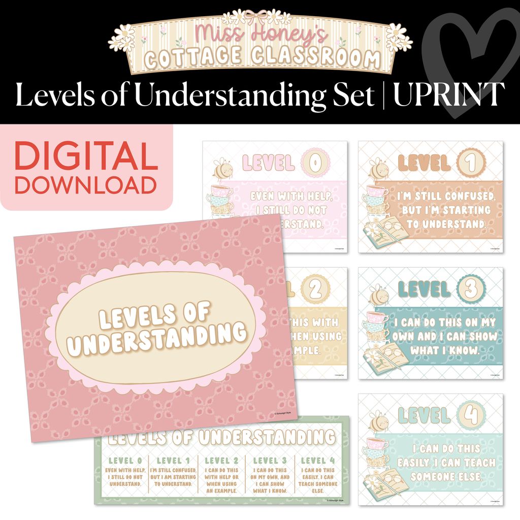 Printable Calming Levels of Understanding Set | Miss Honey's Cottage Classroom