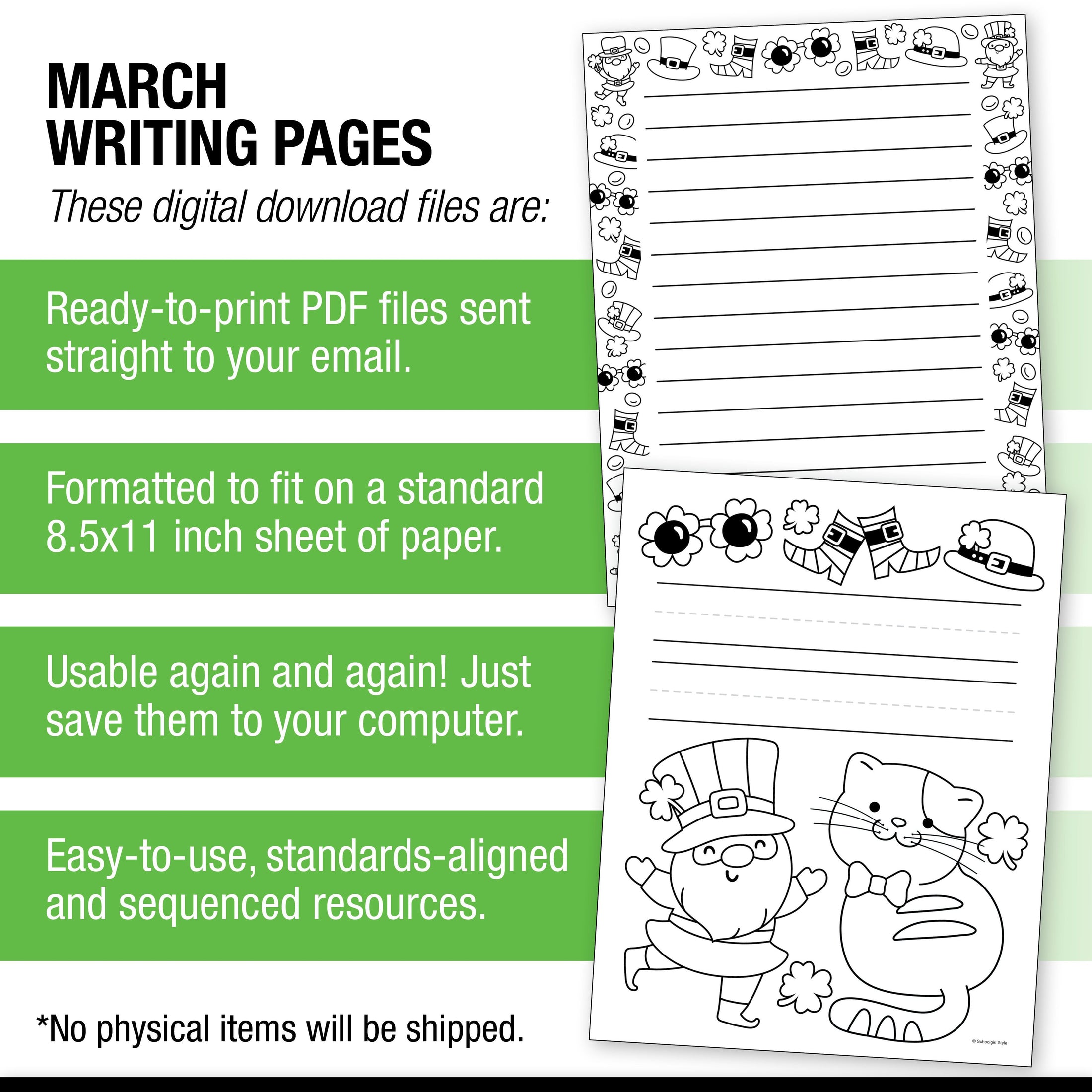 Printable March Writing Pages