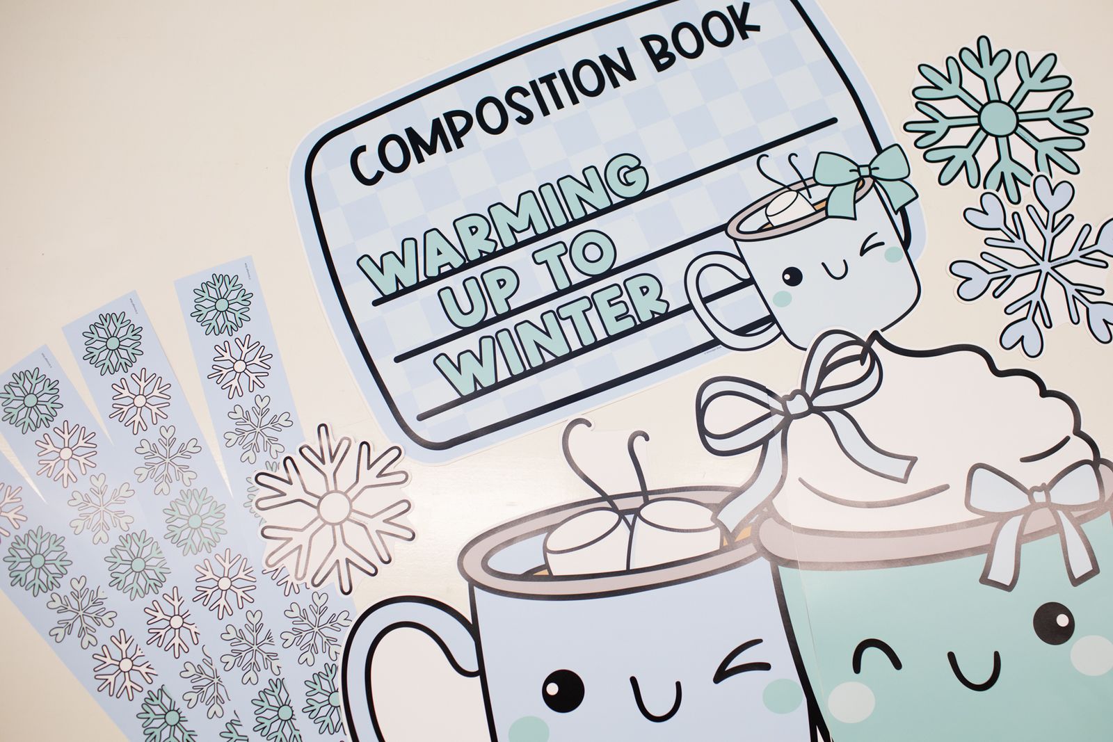 Winter Pre-Printed Door Decor Bulletin Board Set | Sweet Sips and Snowflakes