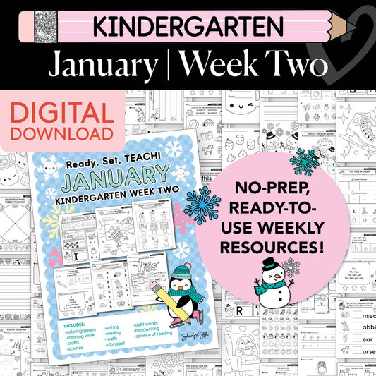Printable Kindergarten January Week 2 Resources